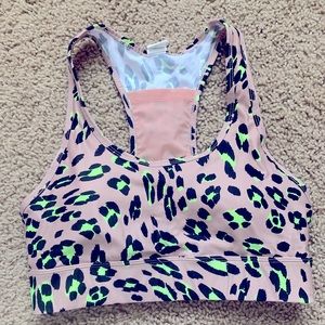 Fabletics Neon Cheetah Print On The Go Sports Bra Medium Impact